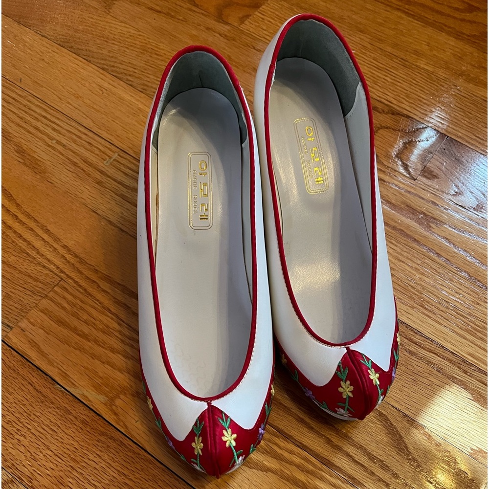 Asian style shoes womens Korea traditional costumes outfit red Wedding Party